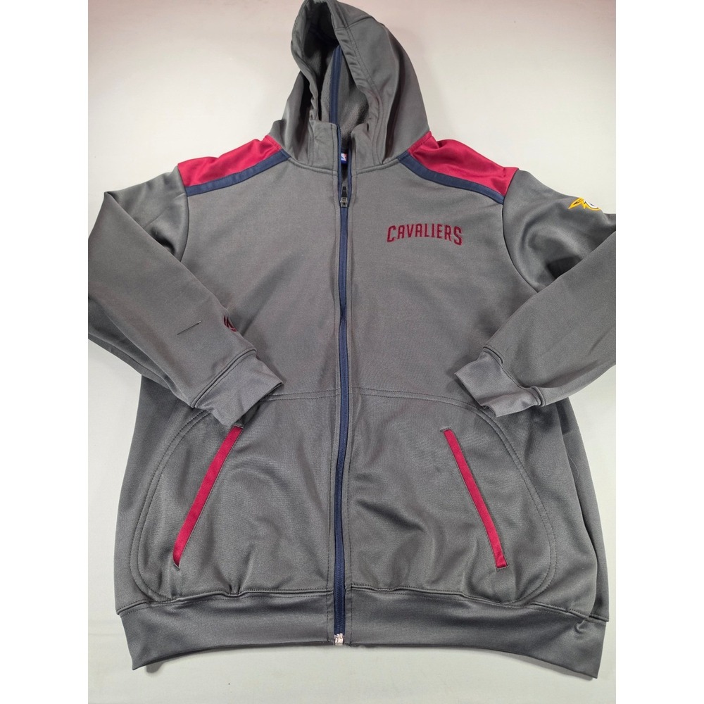 Majestic NBA Cleveland Cavaliers Mens XL Gray Full Zip Fleece Hoodie Sweatshirt